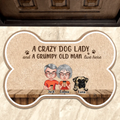 Personalized Dog Bone Area Rug - Gift For Dog Lovers with up to 6 Dogs - A Crazy Dog Lady and A Grumpy Old Man Live Here