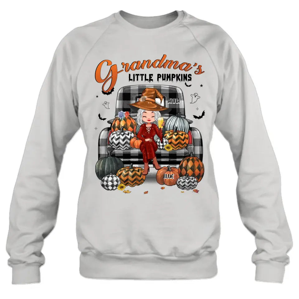 Personalized Grandma Shirt/Hoodie - Up to 10 Kids - Halloween Gift For Grandma - Grandma's Little Pumpkins