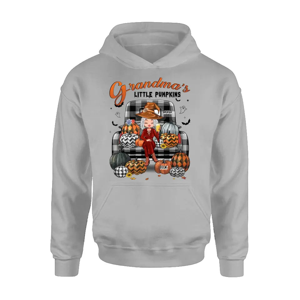 Personalized Grandma Shirt/Hoodie - Up to 10 Kids - Halloween Gift For Grandma - Grandma's Little Pumpkins