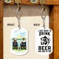 Personalized Fishing Couple Aluminum Keychain - Gift Idea For Him/Husband - I Just Want To Drink Beer
