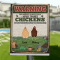 Personalized Chicken Metal Sign - Up to 7 Chickens - Best Gift For Chicken Lovers - This Property Is Protected By Highly Trained Chickens Not Responsible For Injury Or Possible Death