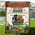 Personalized Dog Metal Sign - Gift Idea For Dog Lovers - Up to 6 Dogs - This Property Is Protected By Highly Trained Dogs, Not Responsible For Injury Or Possible Death
