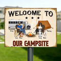 Personalized Couple Camping Metal Sign - Couple With Up to 4 Pets - Gift Idea For Camping/Dog/Cat Lover - Welcome To Our Campsite