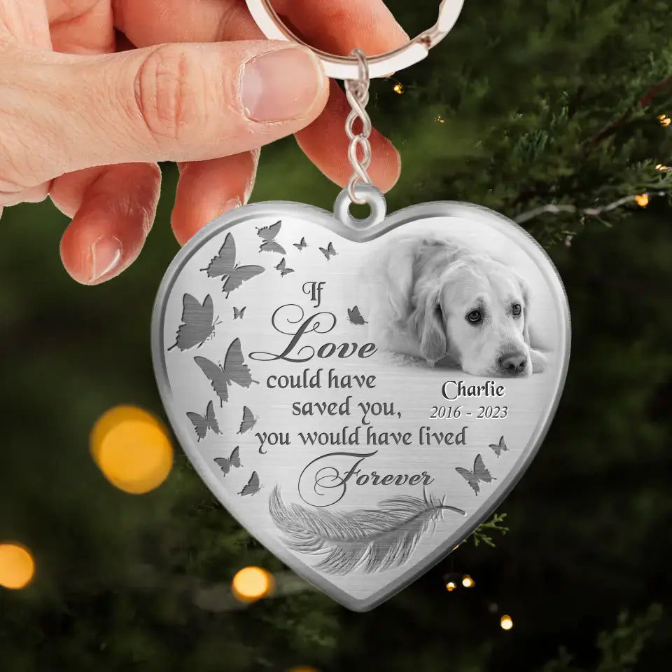 Personalized Photo Heart Acrylic Keychain - Memorial Gift Idea For Pet Lover - If Love Could Have Saved You, You Would Have Lived Forever
