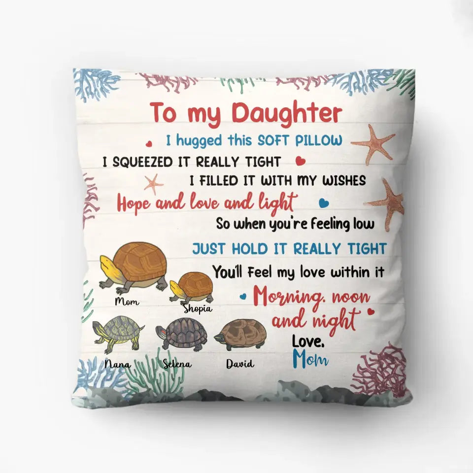 Personalized Turtle Pillow Cover - Gift For Daughter Granddaughter, Turtle Lovers - Up to 4 Turtles