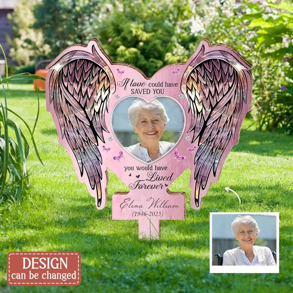 Personalized Memorial Garden Stake - Upload Photo - Memorial Gift Idea For Family Member - Your Wings Were Ready But My Heart Was Not