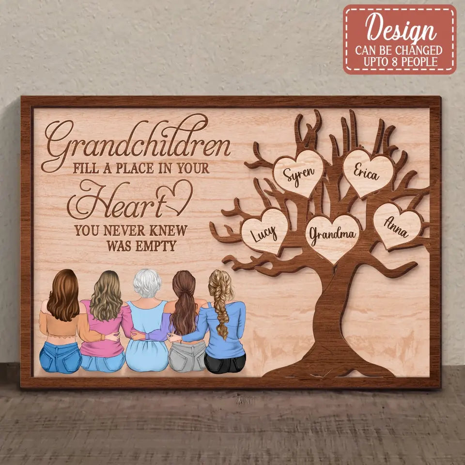 Personalized Grandma 2 Layered Wooden Art - Up to 5 Granddaughters - Gift Idea For Grandma/Mother's Day - Grandchildren Fill A Place In Your Heart