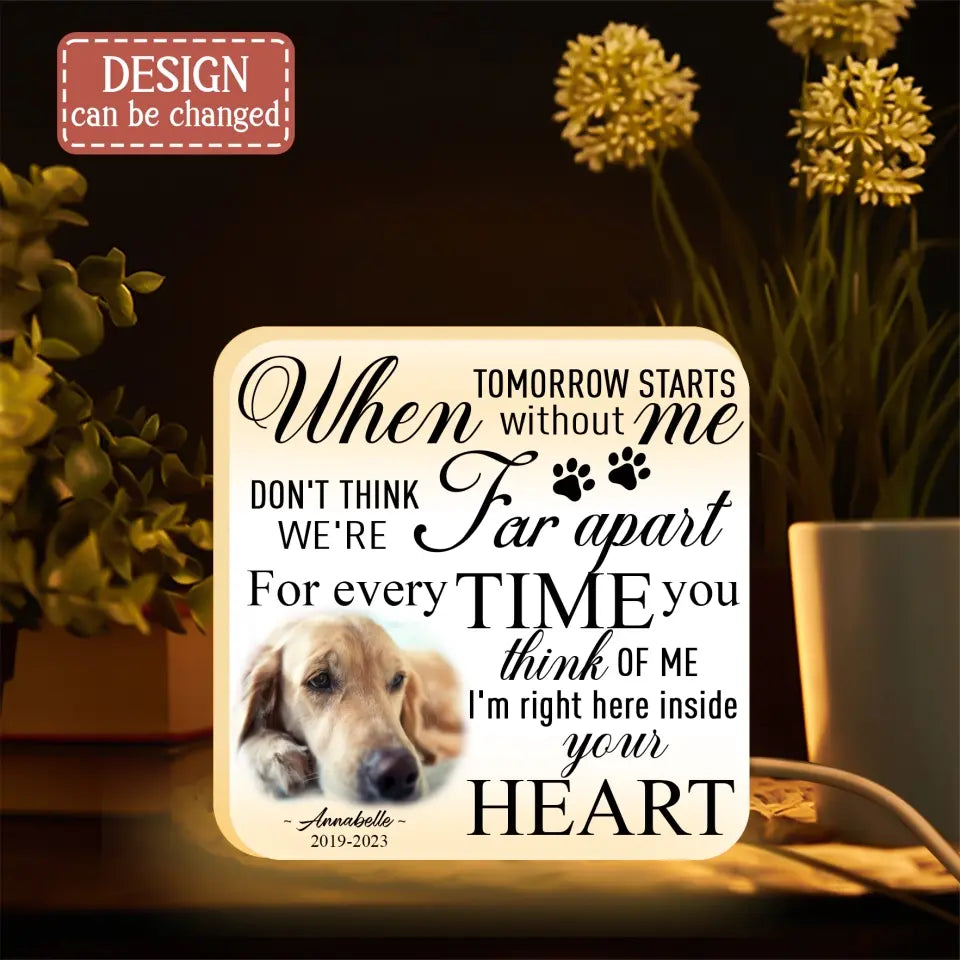 Personalized Memorial Pet Photo Light Box - Memorial Gift Idea For Pet Lover - When Tomorrow Starts Without Me