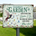 Personalized Grandma's Garden Metal Sign - Mother's Day Gift Idea For Grandma/Mother - Up to 10 Kids - And Into The Garden I Go To Lose My Mind And Find My Soul