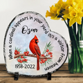 Personalized Memorial Cardinal Heart Lithograph - Memorial Gift Idea - When A Cardinal Appears In Your Yard It's A Visitor From Heaven