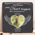 Personalized Memorial Rabbit Square Lithograph - Gift Idea For Rabbit/Bunny Lovers - The Moment Your Heart Stopped Mine Changed Forever