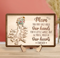Personalized Mom Custom 2 Layered Wooden Art - Up to 10 Kids - Gift Idea For Mother's Day - You'll Hold Our Hearts Forever