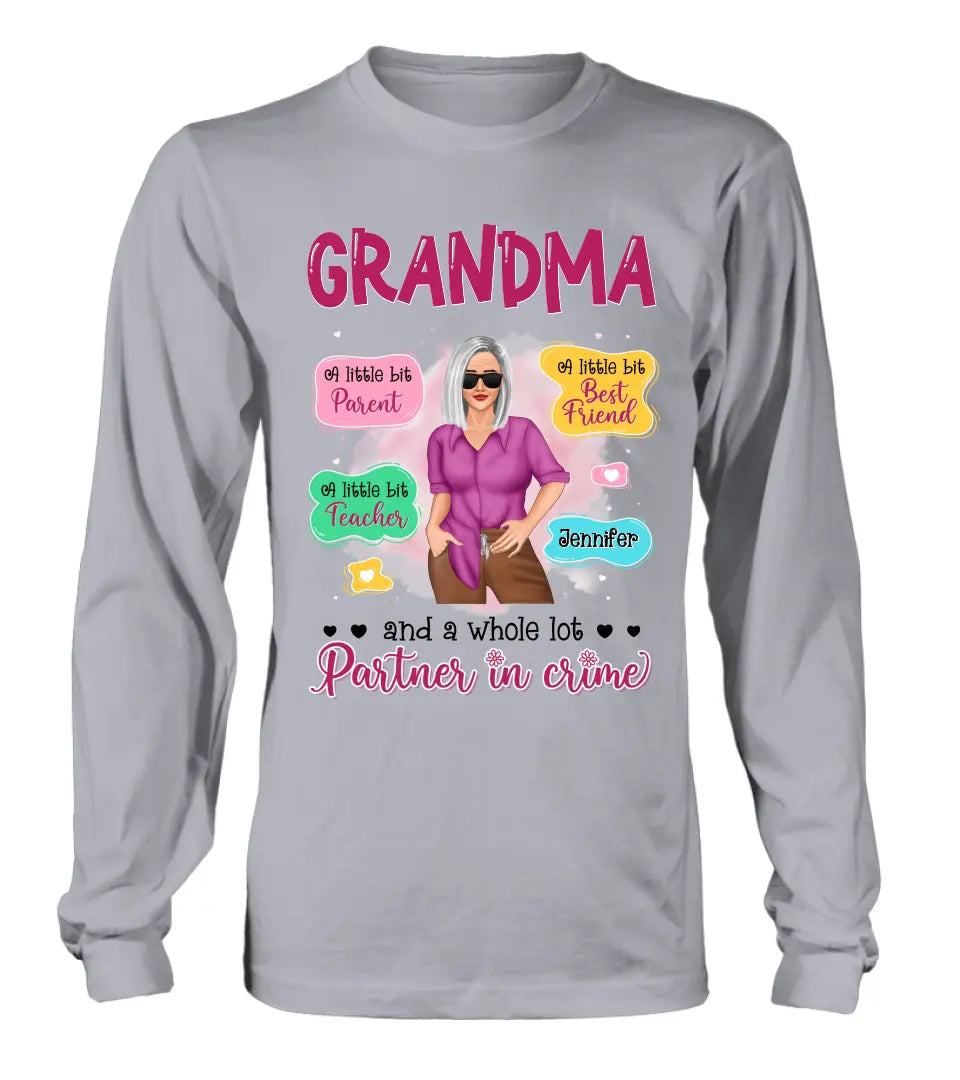 Personalized Grandma Mom Shirt - Mother's Day Gift Idea for Mom/Grandma - Partner In Crime