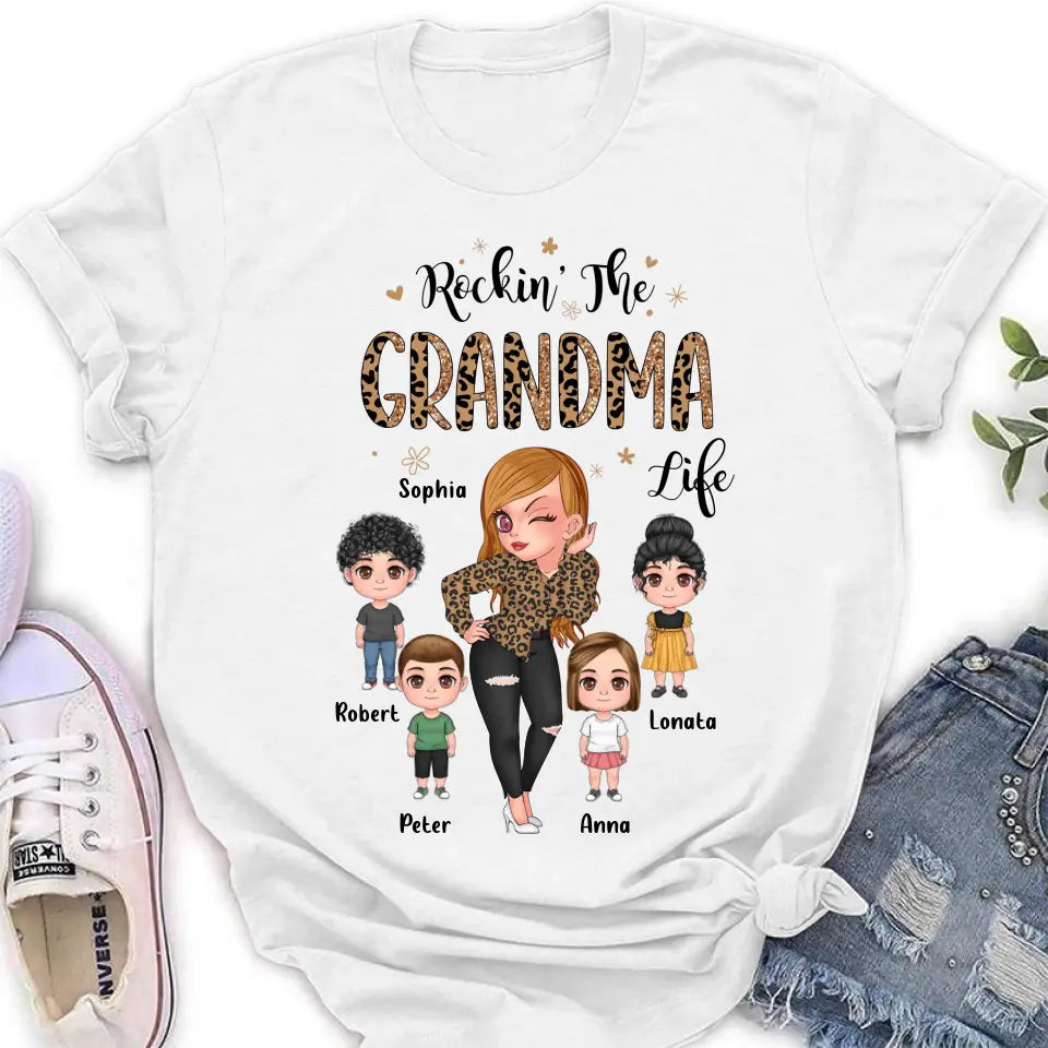 Personalize Grandma Shirt/Hoodie - Up to 4 Kids - Gift Idea For Grandma/Mother's Day - Rockin' The Grandma Life