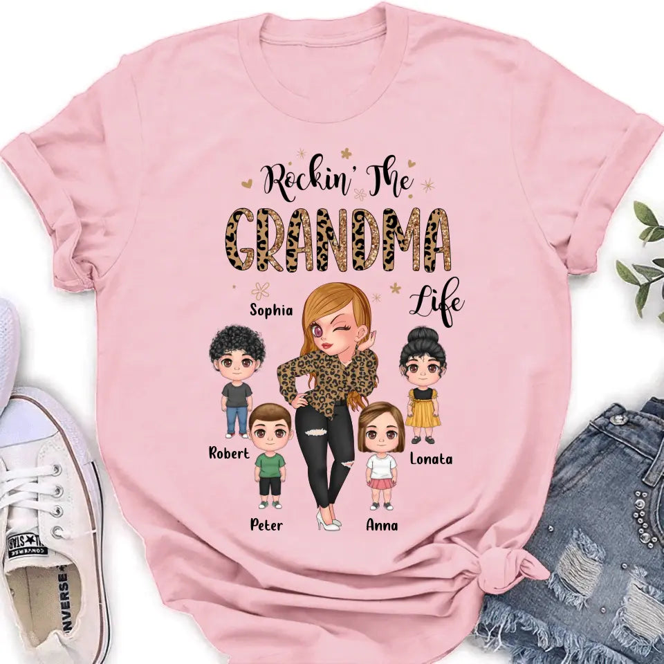 Personalize Grandma Shirt/Hoodie - Up to 4 Kids - Gift Idea For Grandma/Mother's Day - Rockin' The Grandma Life