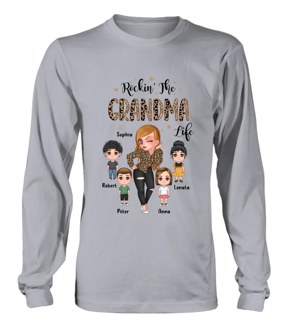 Personalize Grandma Shirt/Hoodie - Up to 4 Kids - Gift Idea For Grandma/Mother's Day - Rockin' The Grandma Life