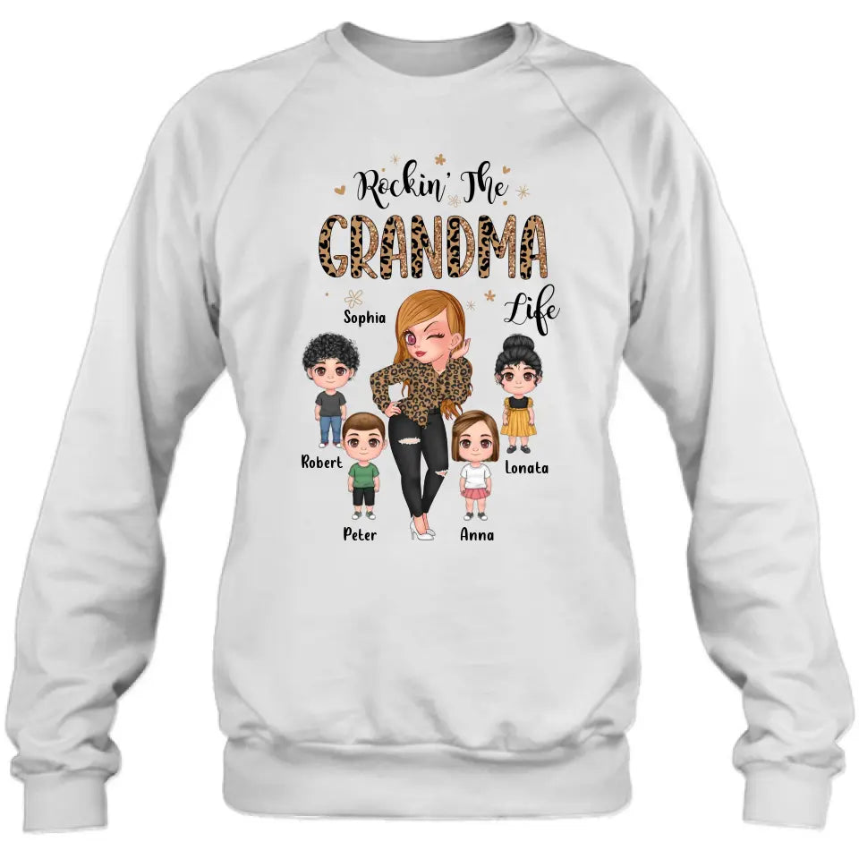 Personalize Grandma Shirt/Hoodie - Up to 4 Kids - Gift Idea For Grandma/Mother's Day - Rockin' The Grandma Life