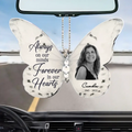 Personalized Memorial Photo Butterfly Acrylic Car Ornament - Memorial Gift Idea For Family Member/Mother's Day - Always On Our Minds Forever In Our Heart