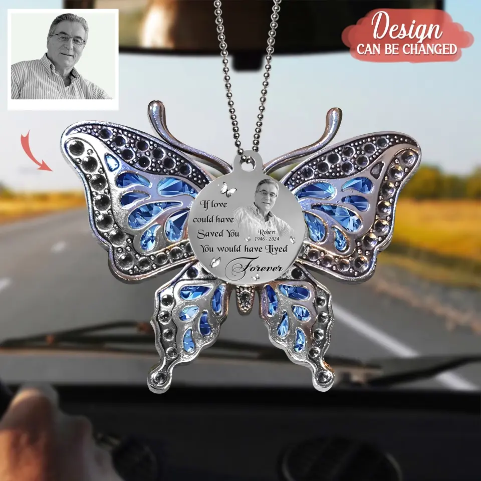 Personalized Memorial Butterfly Aluminum Ornament - Upload Photo - Memorial Gift Idea For Family Member/Mother's Day/Pet Lovers - Your Wings Were Ready But My Heart Was Not