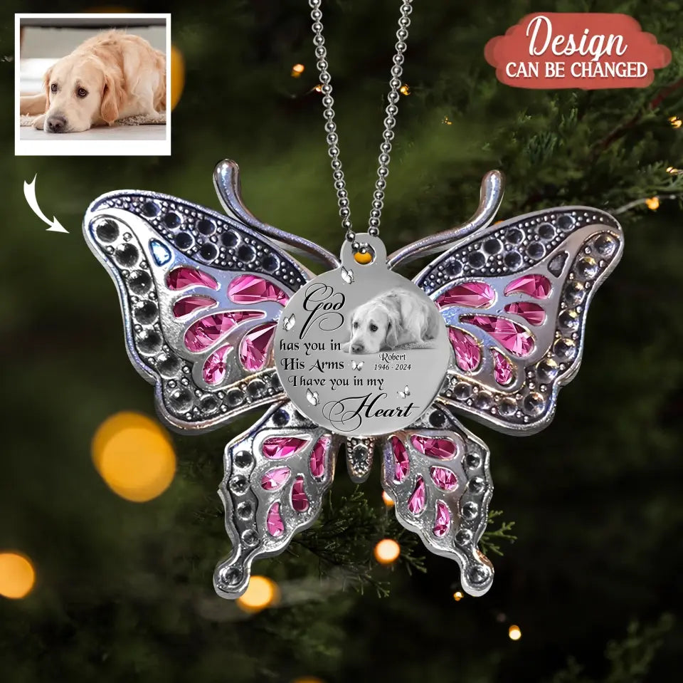 Personalized Memorial Butterfly Aluminum Ornament - Upload Photo - Memorial Gift Idea For Family Member/Mother's Day/Pet Lovers - Your Wings Were Ready But My Heart Was Not