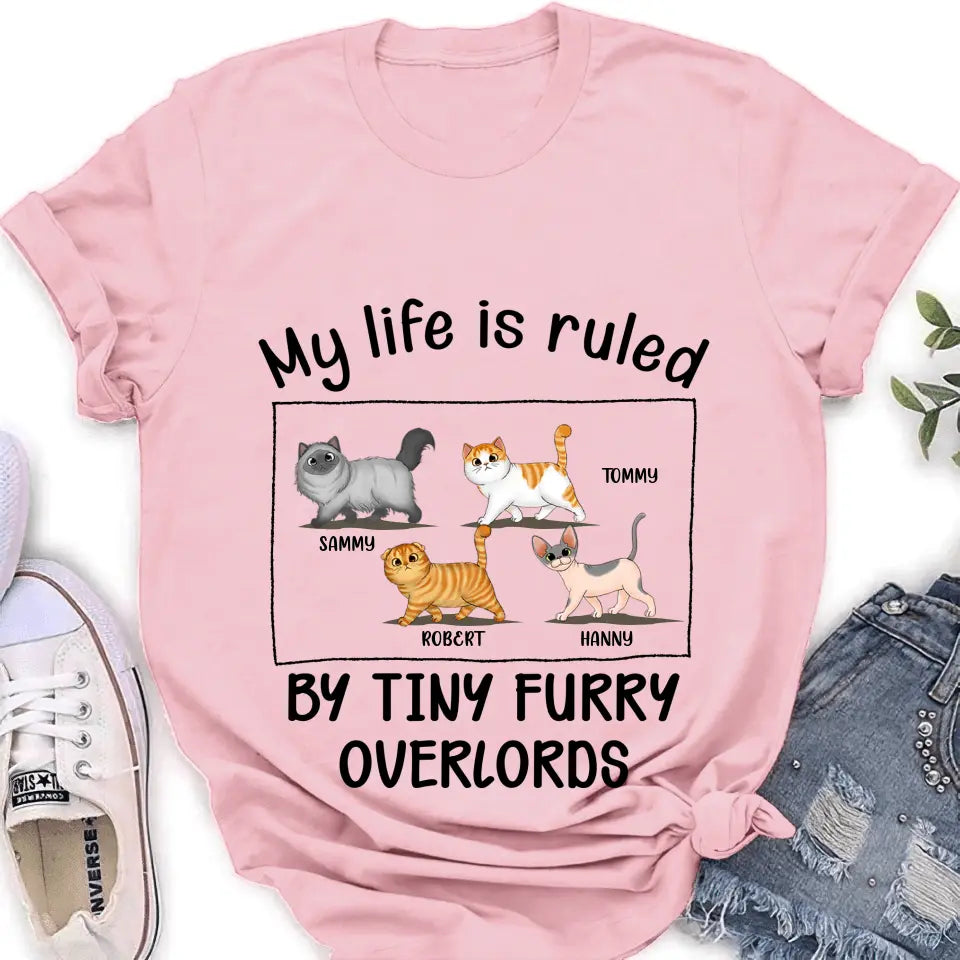 Personalized Cat T-shirt/Hoodie - Gift Idea For Cat Lovers - My Life Is Ruled By Tiny Furry Overlords
