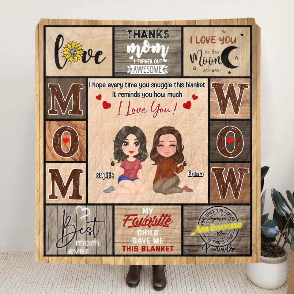 Personalized Mom & Daughter Quilt/Fleece Throw Blanket - Mother's Day Gift Idea To Mom - Thanks Mom It Turned Out Awesome