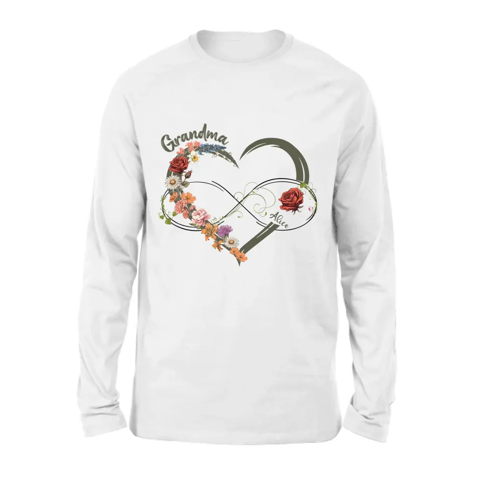 Personalized Floral Heart Grandma Mom Vintage Birth Month Flower Shirt/Hoodie - Up to 10 Kids - Mother's Day Gift Idea for Mom/Grandma