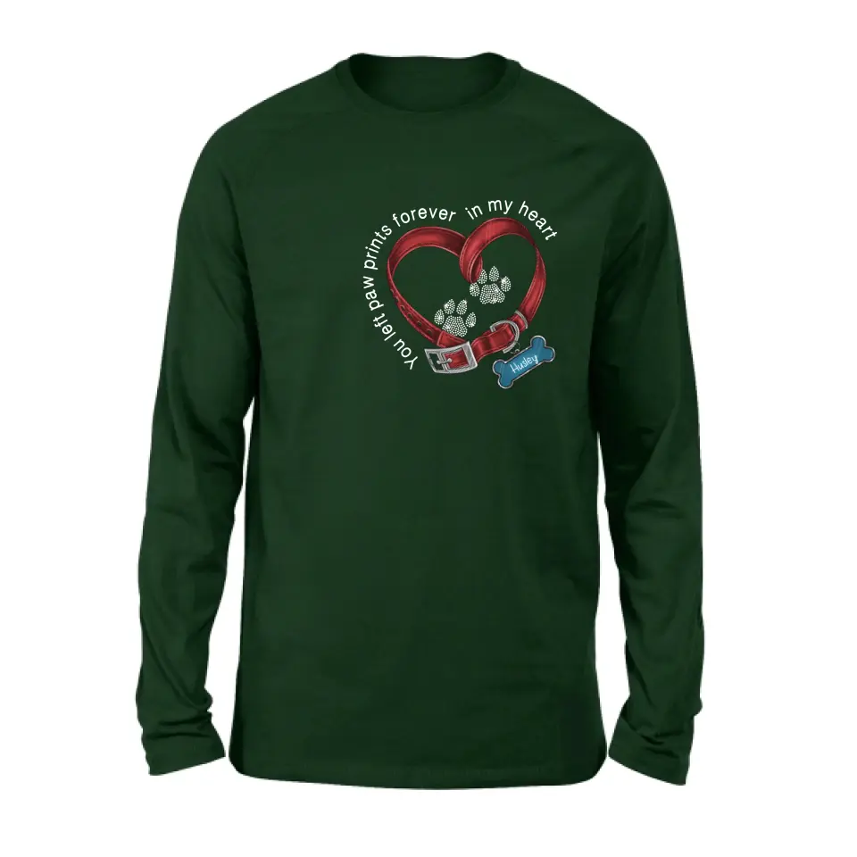 Personalized Dog Paw Prints T-shirt/Hoodie - Memorial Gift Idea For Dog Lover/Father's Day/Mother's Day - You Left Paw Prints Forever In My Heart