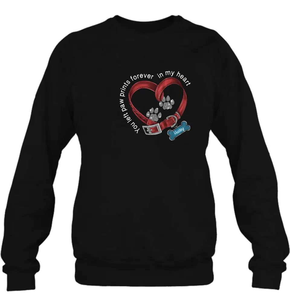 Personalized Dog Paw Prints T-shirt/Hoodie - Memorial Gift Idea For Dog Lover/Father's Day/Mother's Day - You Left Paw Prints Forever In My Heart