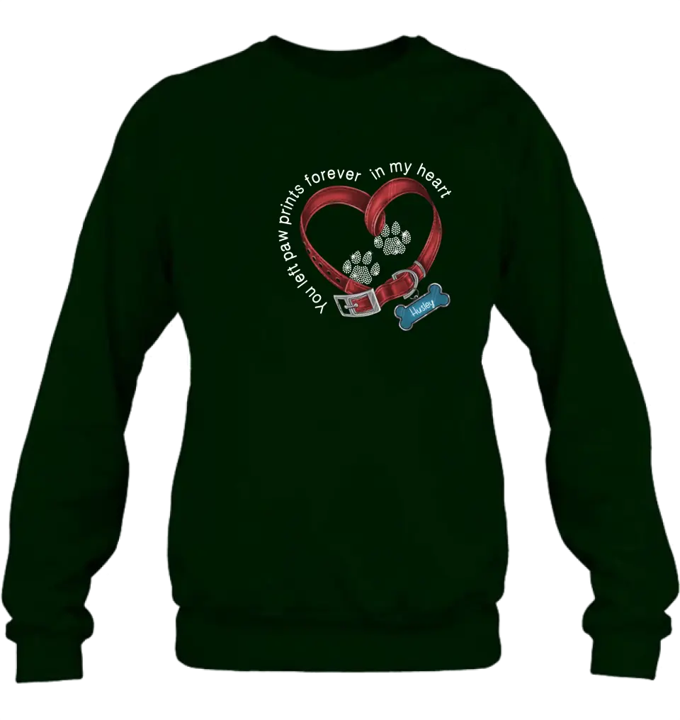 Personalized Dog Paw Prints T-shirt/Hoodie - Memorial Gift Idea For Dog Lover/Father's Day/Mother's Day - You Left Paw Prints Forever In My Heart