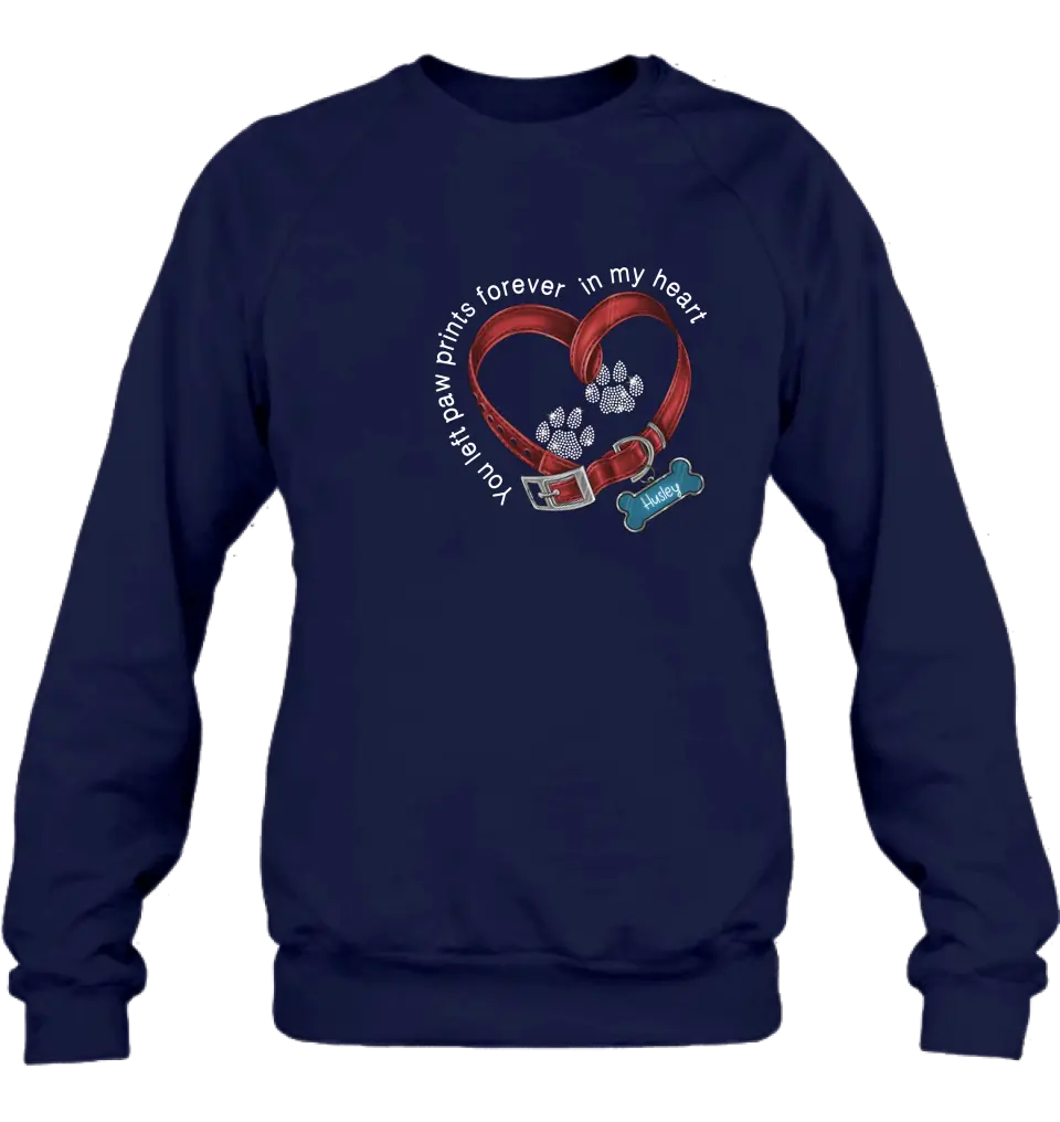 Personalized Dog Paw Prints T-shirt/Hoodie - Memorial Gift Idea For Dog Lover/Father's Day/Mother's Day - You Left Paw Prints Forever In My Heart