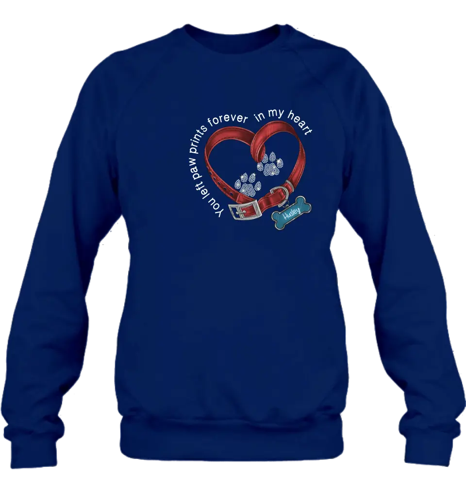 Personalized Dog Paw Prints T-shirt/Hoodie - Memorial Gift Idea For Dog Lover/Father's Day/Mother's Day - You Left Paw Prints Forever In My Heart