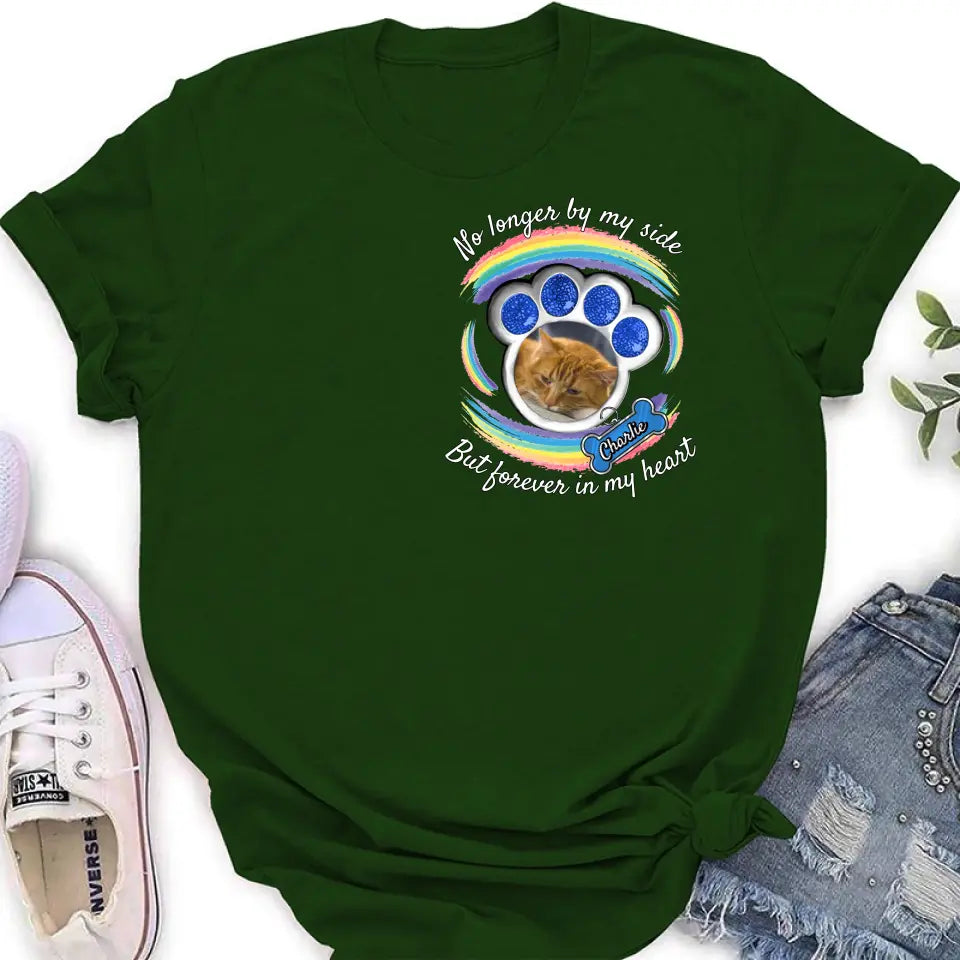 Personalized Memorial Pet Photo Shirt/Hoodie - Upload Photo - Gift Idea For Cat/Dog Lover/Mother's Day/Father's Day - No Longer By My Side But Forever In My Heart