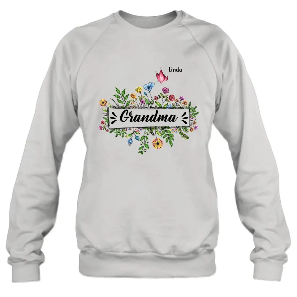 Personalized Grandma Flower Butterfly Shirt/Hoodie - Up to 10 Kids/Grandkids - Mother's Day Gift Idea For Grandma/Mom