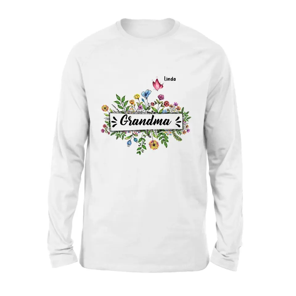 Personalized Grandma Flower Butterfly Shirt/Hoodie - Up to 10 Kids/Grandkids - Mother's Day Gift Idea For Grandma/Mom