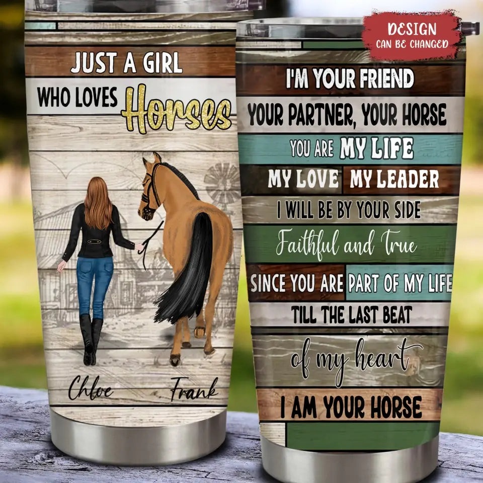 Personalized Horse Girl Tumbler - Up to 4 Horses - Gift Idea For Horse Lover - Just A Girl Who Loves Horses