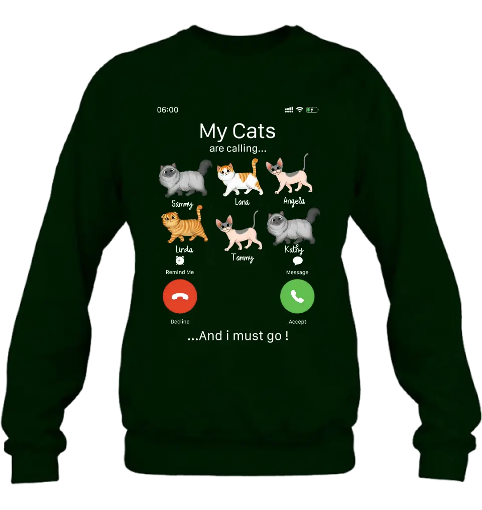 Personalized Cats T-shirt/Hoodie - Gift Idea For Cat Lover/Mother's Day/Father's Day - My Cats Are Calling And I Must Go