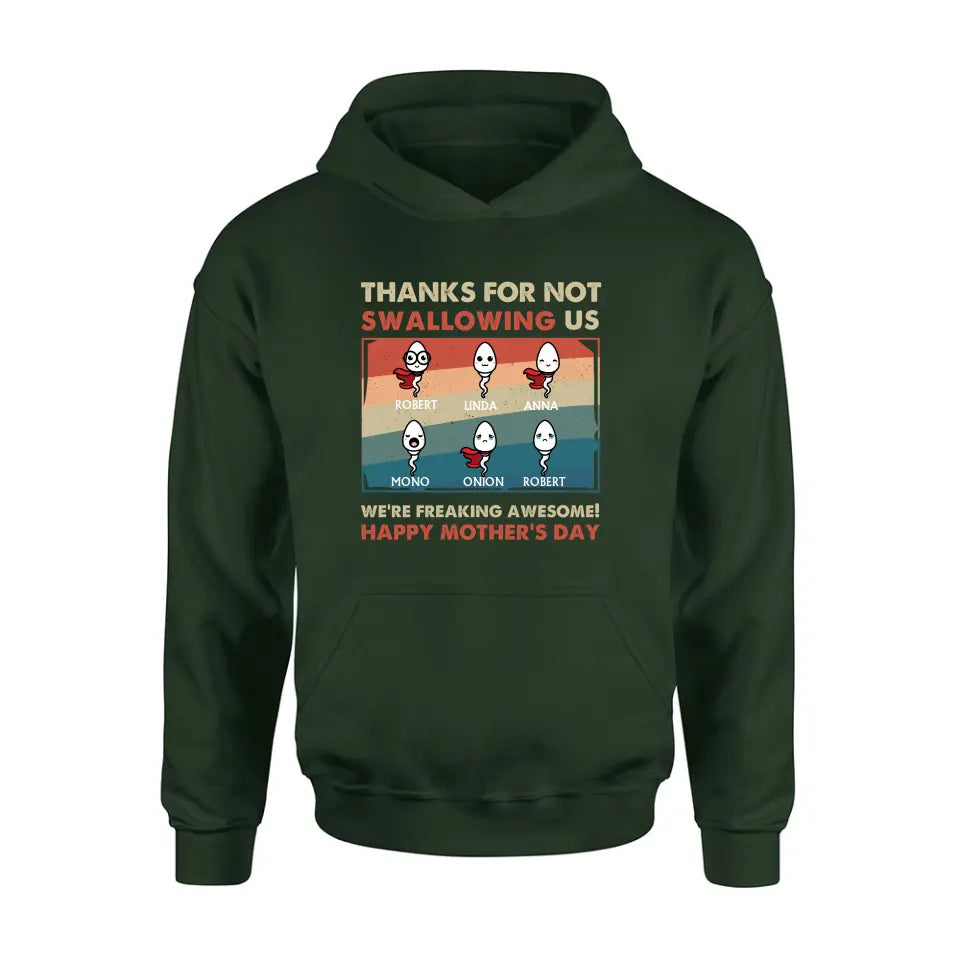 Personalized Sperms Shirt/Hoodie - Gift Idea For Mother's Day - Up to 6 Sperms - Thanks For Not Swallowing Us