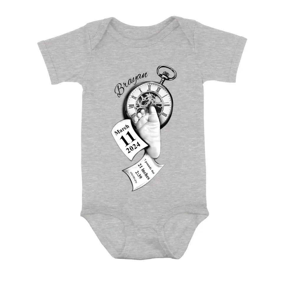 Personalized Clock Feet Infant Jumpsuit Baby Onesie - Gift Idea For Baby