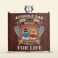 Personalized Dad Leather Flask - Gift Idea For Dad/Son/Father's Day - Asshole Dad And Smartass Daughter Best Friends For Life