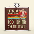 Personalized Beach Leather Flask - Gift Idea For Beach Lover/Vacation - It's A Good Day To Drink On The Beach