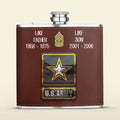 Personalized Veteran Leather Flask - Father's Day Gift Idea For Dad - Like Father Like Son