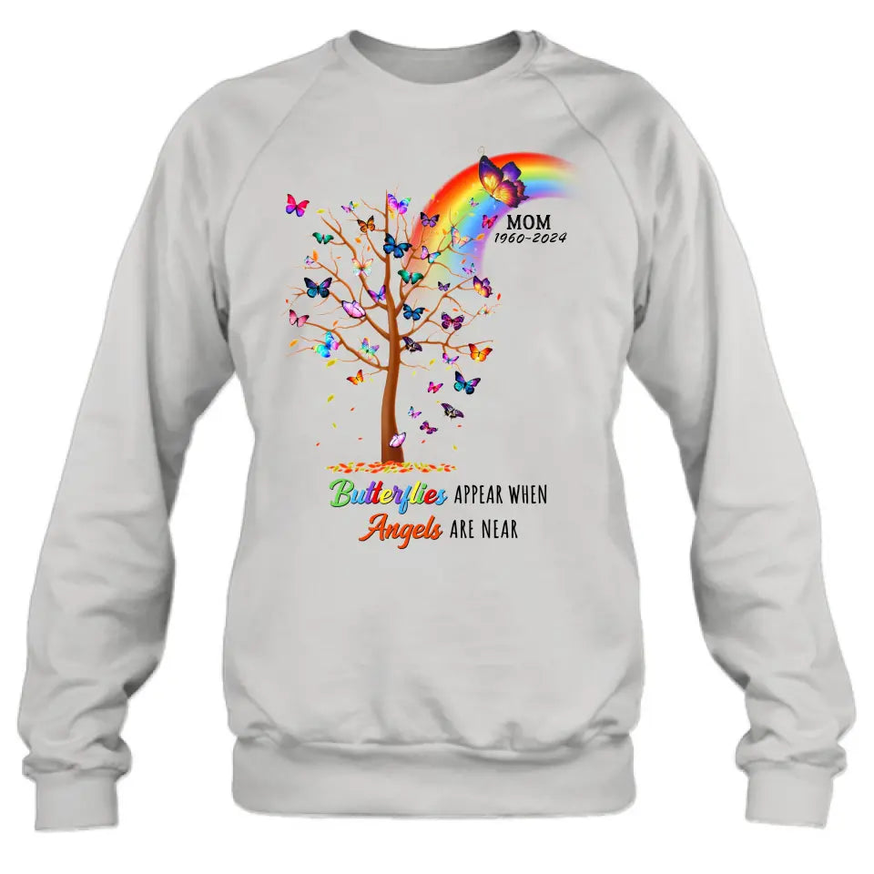 Personalized Butterfly Memorial Shirt/Hoodie - Memorial Gift Idea For Family Member - Up to 3 People - Butterflies Appear When Angels Are Near