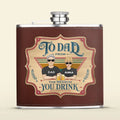 Personalized Dear Dad Leather Flask - Father's Day Gift Idea - Dad With Up to 4 Children - To Dad From The Reason You Drink