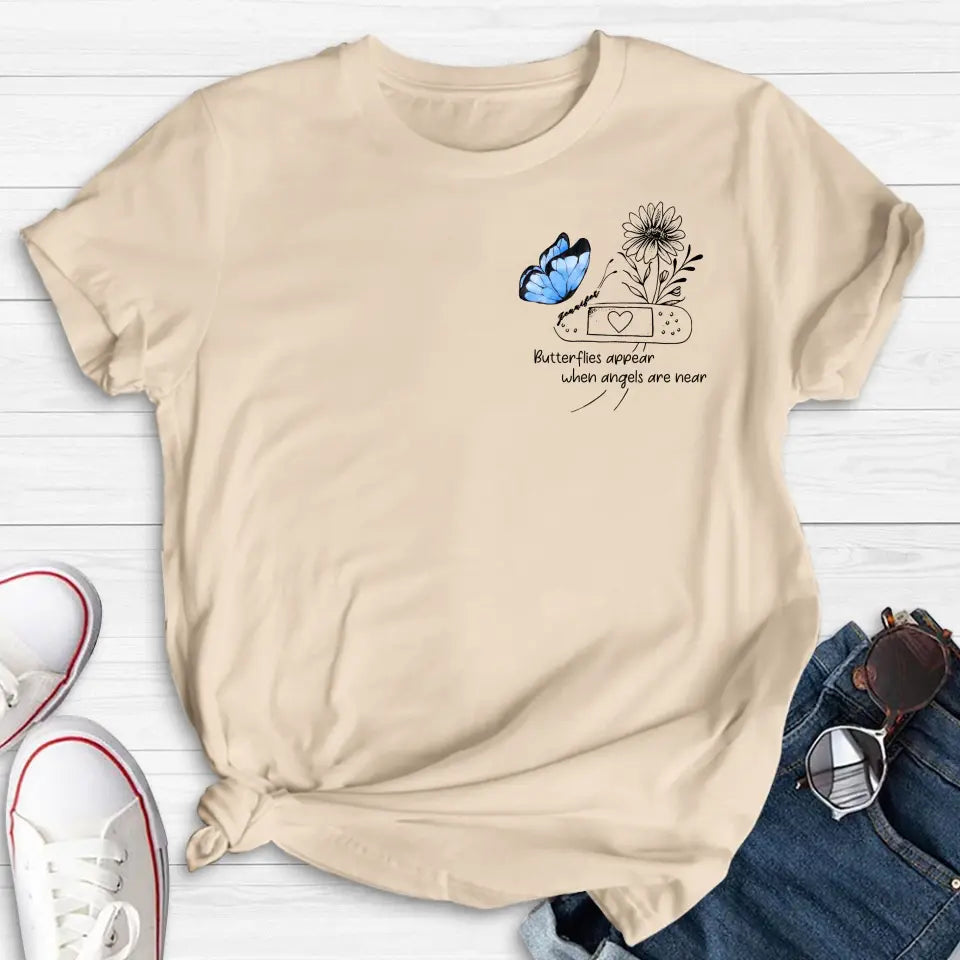 Personalized Memorial Unisex T-shirt/Long Sleeve/Sweatshirt/Hoodie - Memorial Gift Idea - Butterflies Appear When Angels Are Near