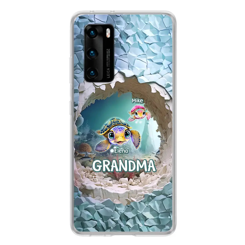 Personalized Turtle Phone Case - Up to 10 Kids - Mother's Day Gift Idea For Grandma - Case for Xiaomi/Huawei/Oppo