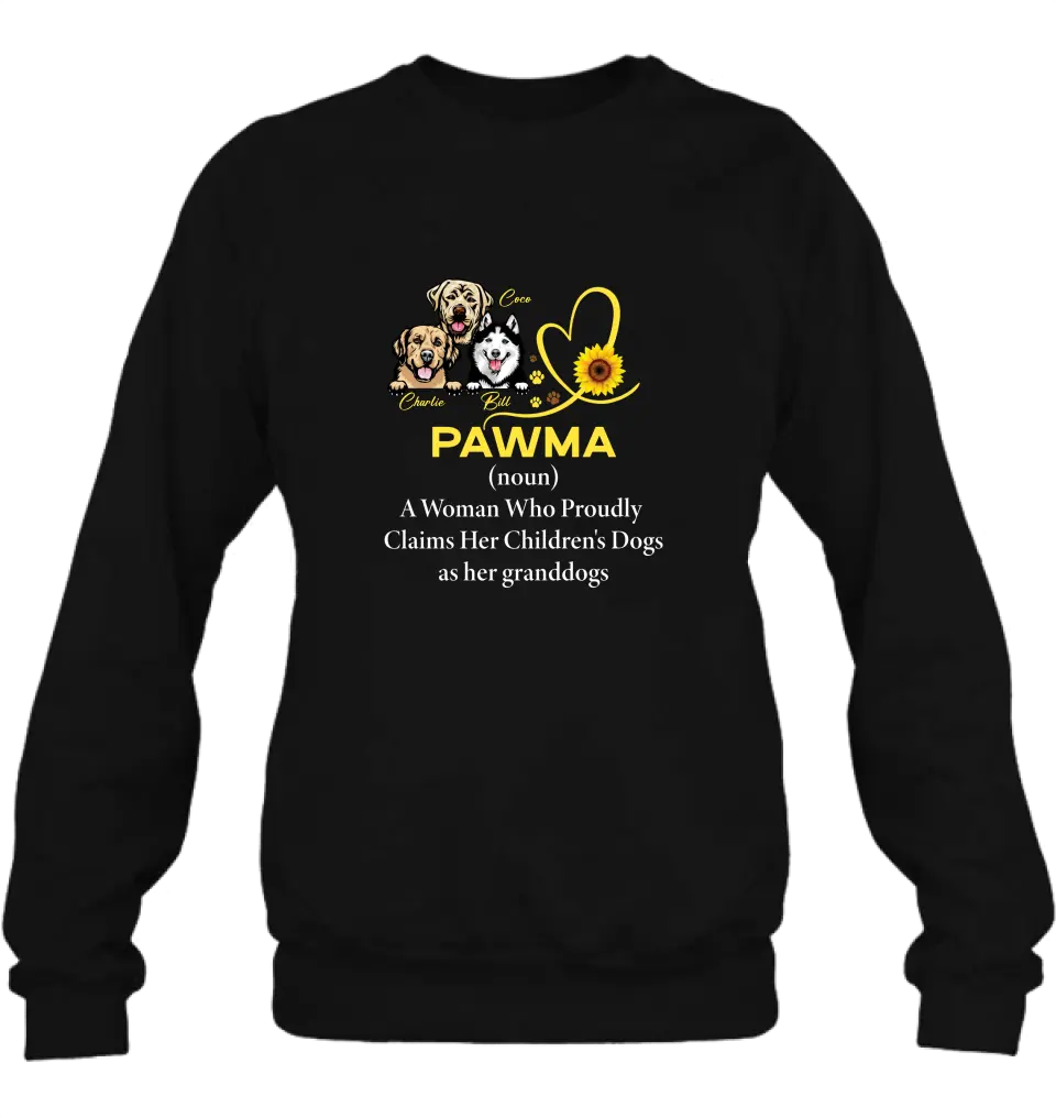 Personalized Pawma Shirt/Hoodie - Gift For Dog Mom/Mother's Day - Pawma A Woman Who Proudly Claims Her Children's Dogs As Her Granddogs