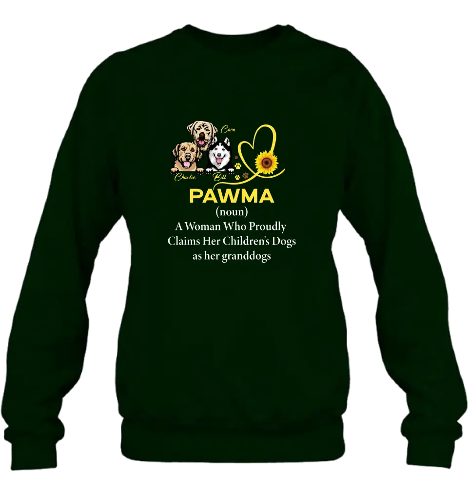 Personalized Pawma Shirt/Hoodie - Gift For Dog Mom/Mother's Day - Pawma A Woman Who Proudly Claims Her Children's Dogs As Her Granddogs