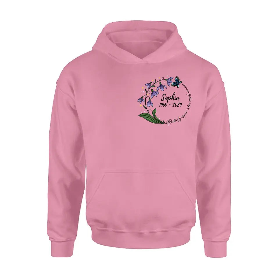 Personalized Memorial T-shirt/Long Sleeve/Sweatshirt/Pullover Hoodie - Memorial Gift - Butterflies Appear When Angels Are Near