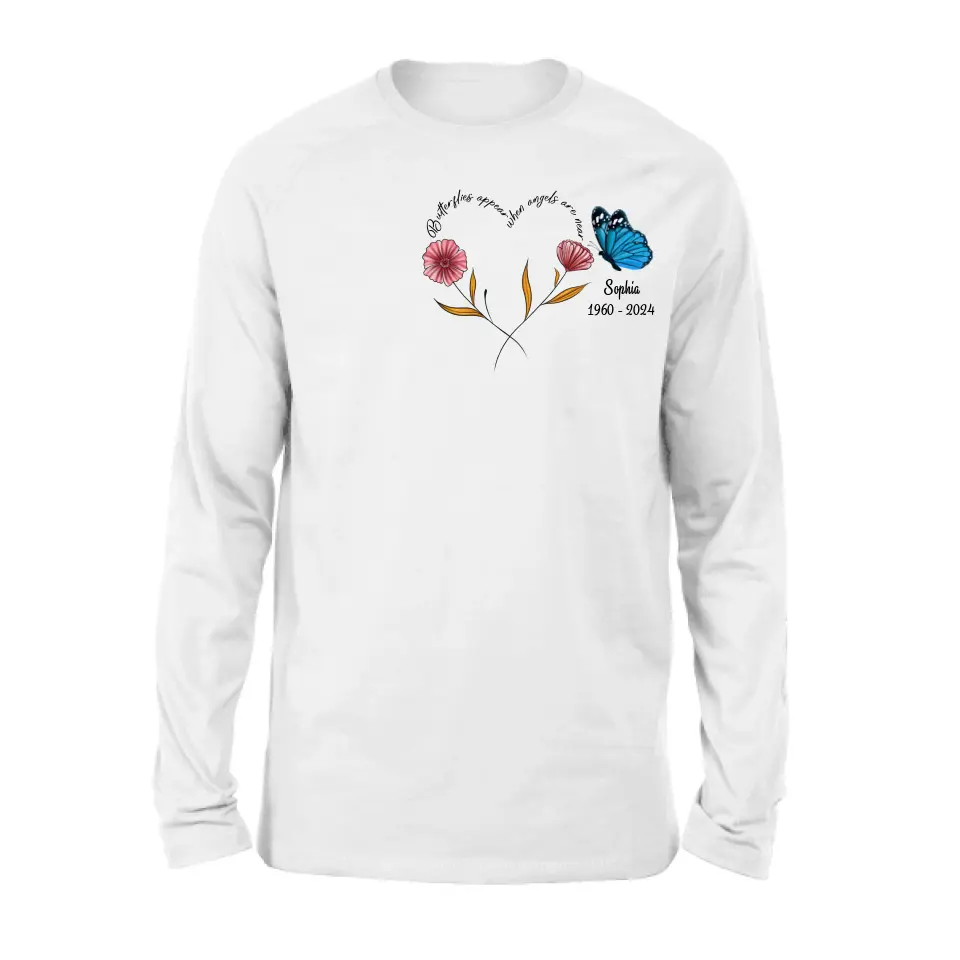 Personalized Memorial Shirt/Hoodie - Memorial Gift Idea for Mother's Day/Father's Day - Butterflies Appear When Angels Are Near